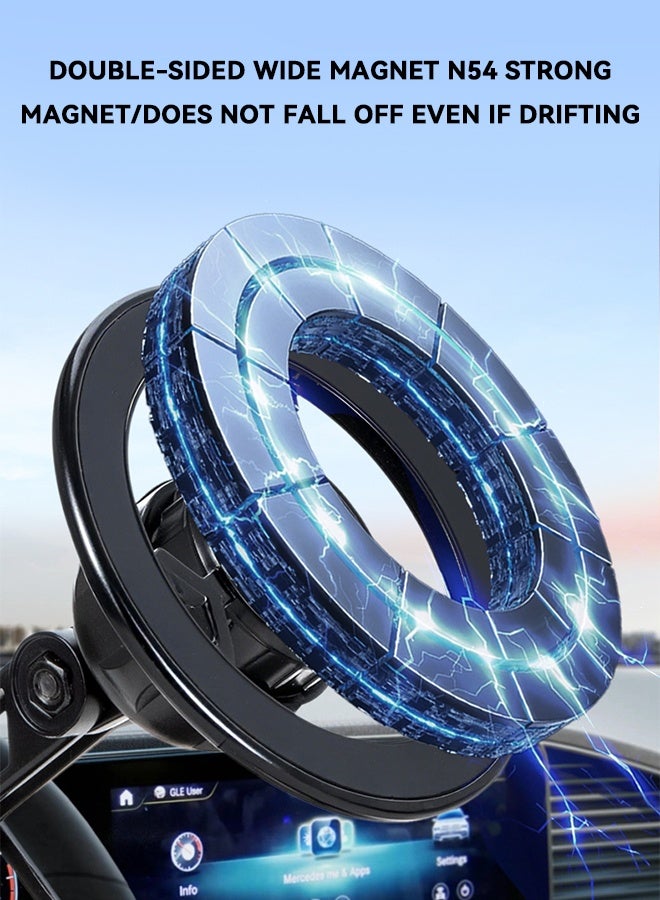 Yaqeen Magnetic Car Phone Holder with Vacuum Suction and N54 Strong Magnet, 360° Rotatable Car Mount with 3 Axis Foldable Arm for MagSafe, Alloy Magnetic Phone Stand with Magnetic Ring for iPhone and All Smartphones - Image 5